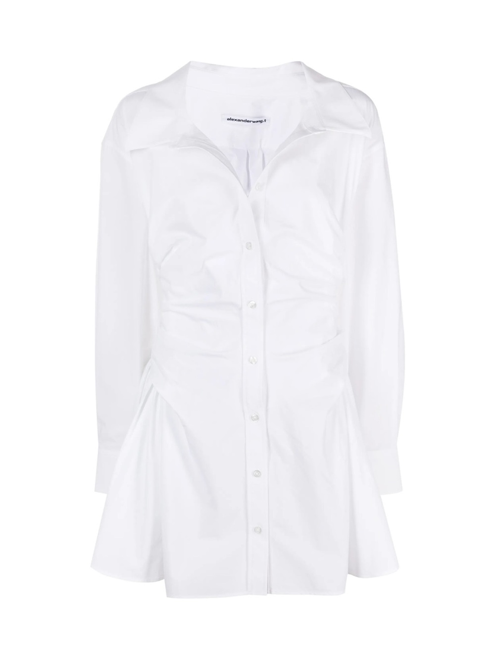 NWT Alexander Wang crisp white shirt dress with ruching at the waist